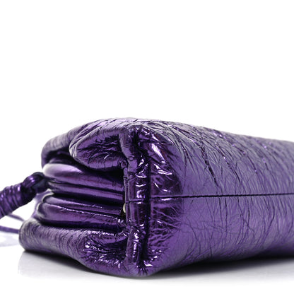 Bottega Veneta Metallic Crinkled Lambskin The Mini Pouch Viola 10 of 11