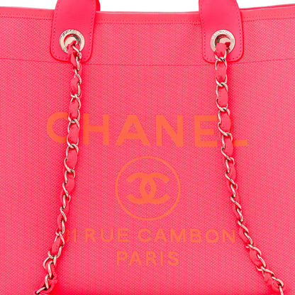 Chanel Mixed Fibers Calfskin Medium Deauville Tote Pink Orange 9 of 16