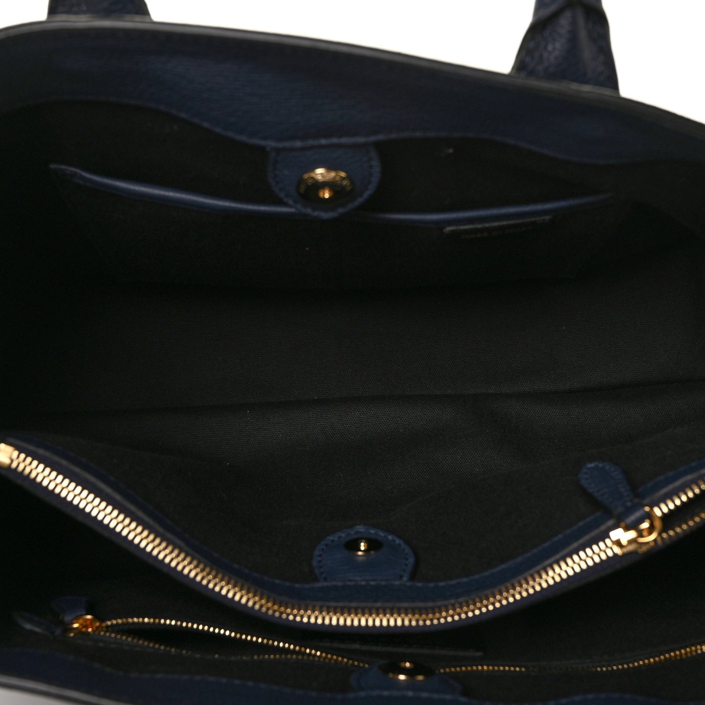 Grainy Calfskin House Check Large Banner Tote Ink Blue