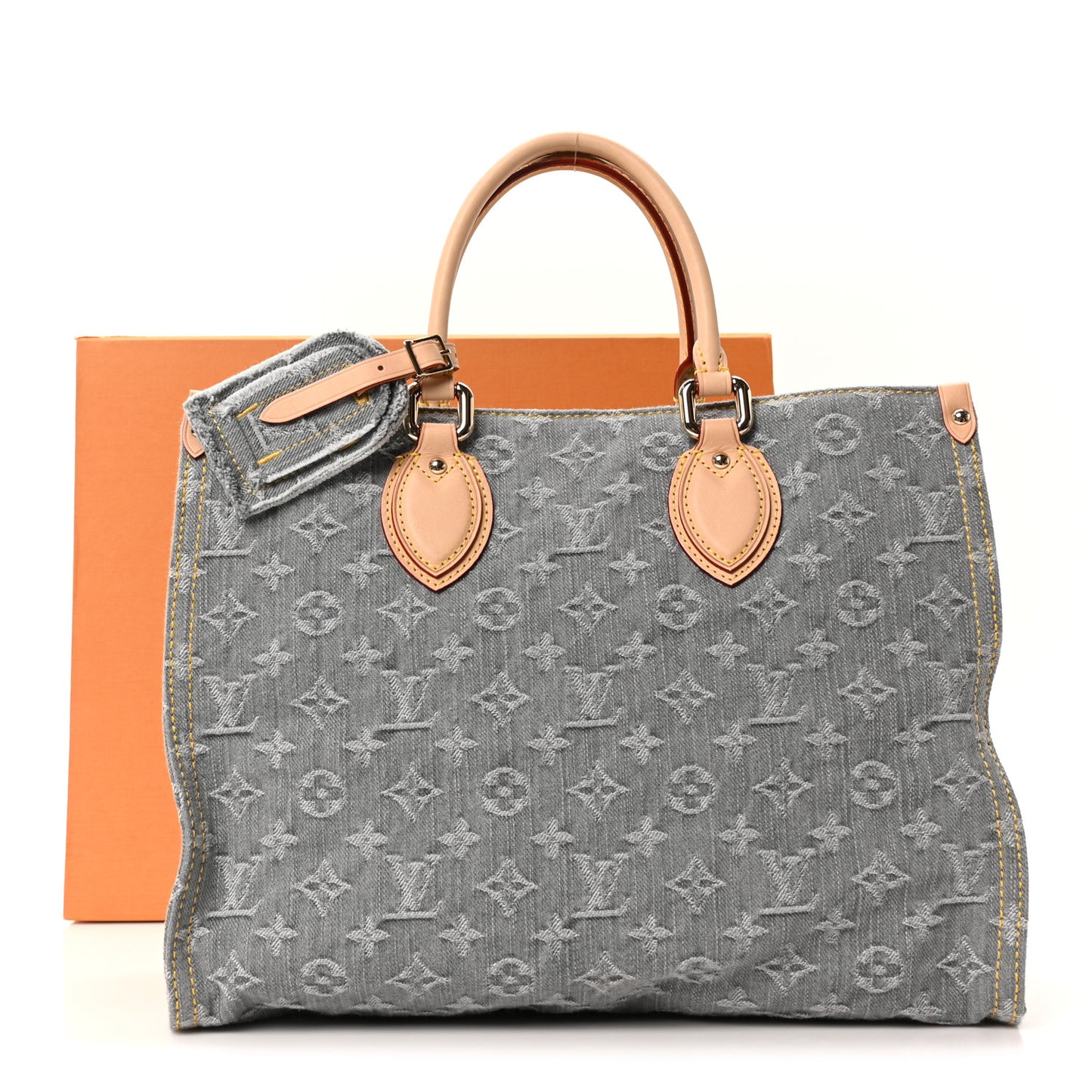 Monogram Denim Onthego MM Washed Gray