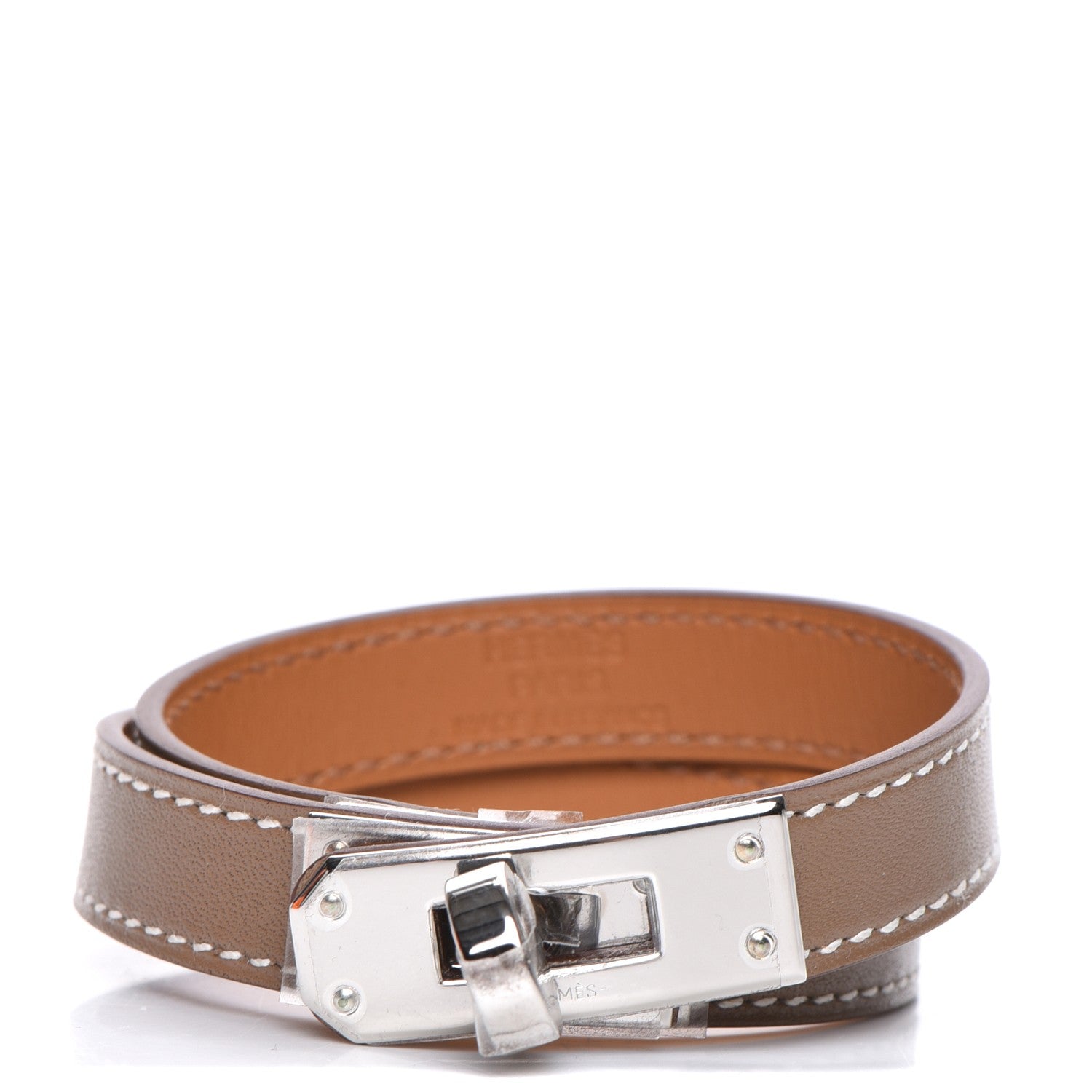 Hermes Tadelakt Kelly Double Tour Bracelet S Etoupe 1 of 7