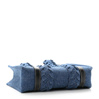 Chloe Denim Calfskin Small Braided Woody Ribbon Tote Blue 4 of 9