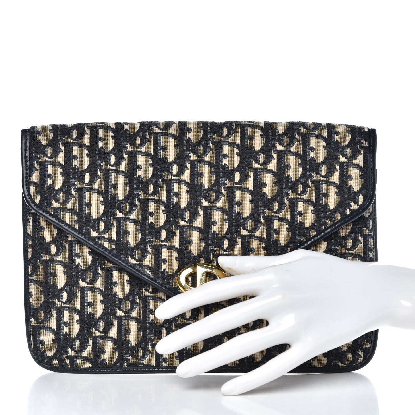 Monogram Envelope Flap Clutch Navy Blue