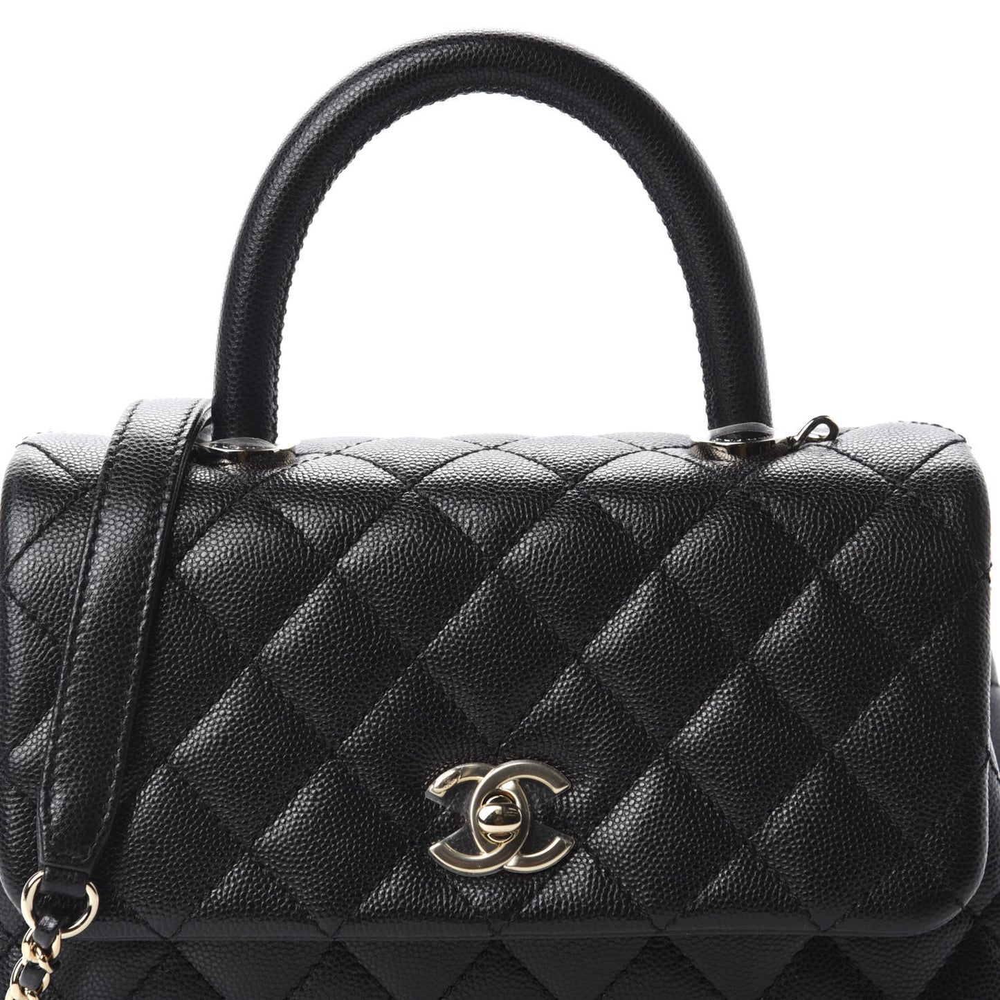 Caviar Quilted Mini Coco Handle Flap Black