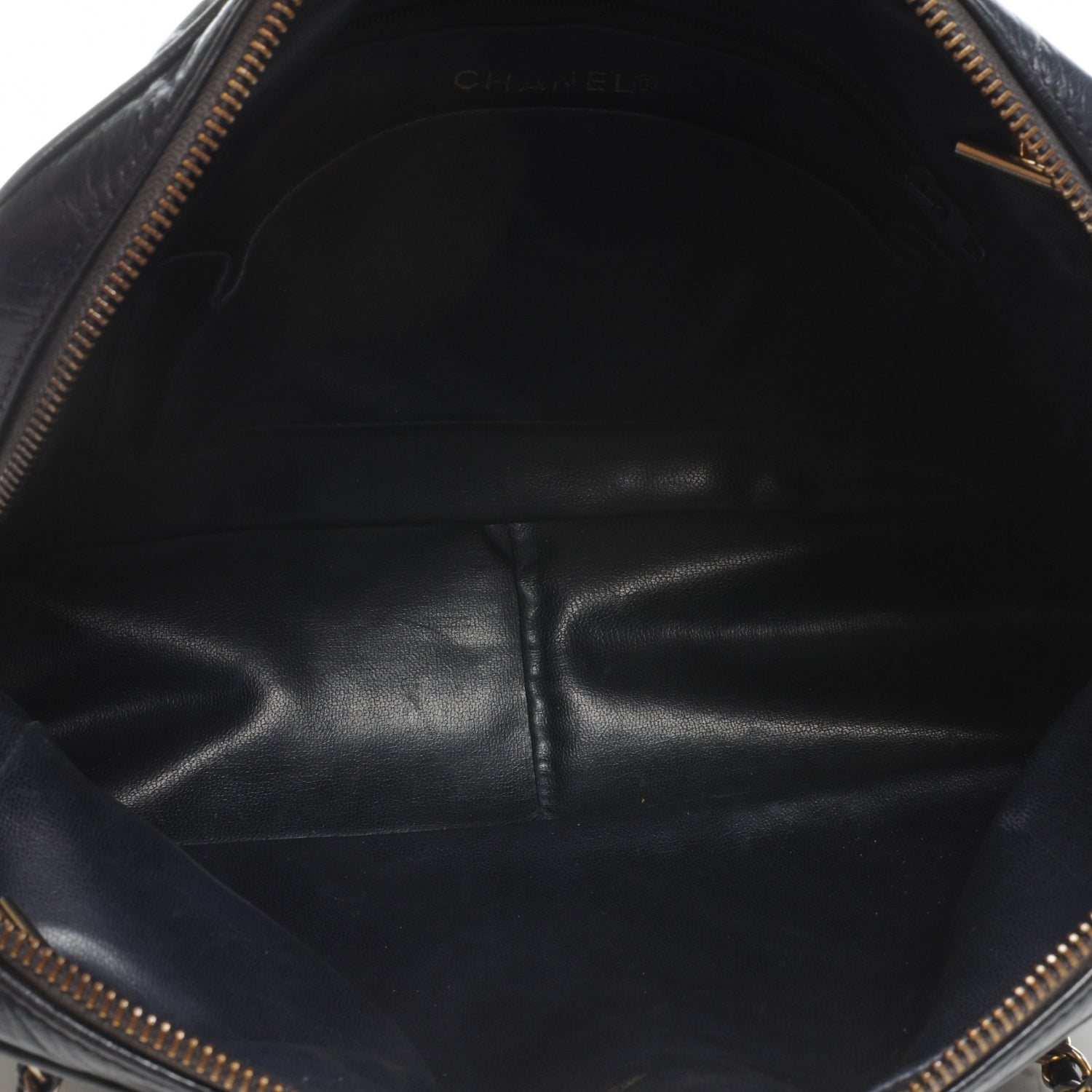 Chanel Lambskin Chevron Quilted Camera Case Navy 5 of 7