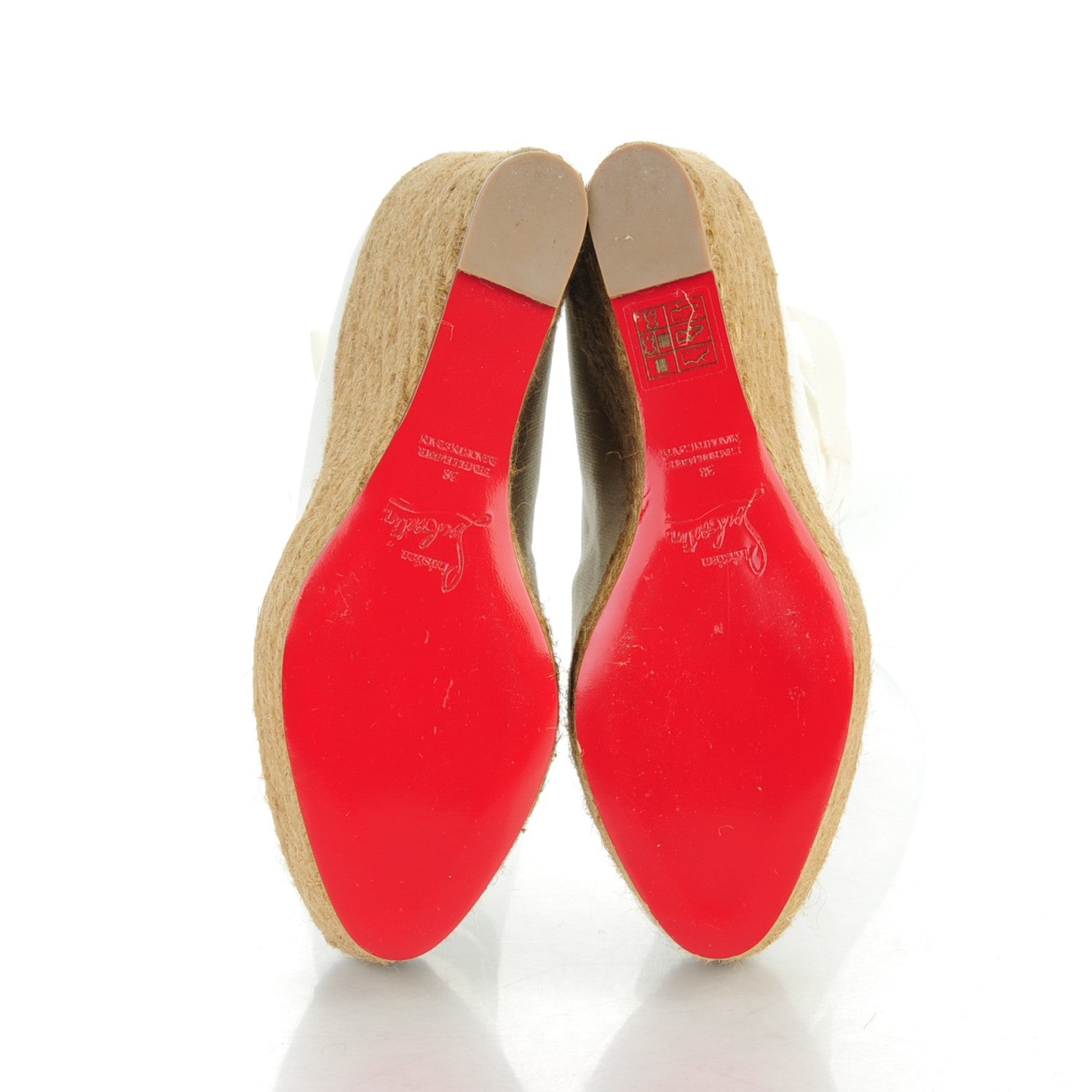 Christian Louboutin Canvas Formentera Platform 130 Espadrille Wedges 38 White 5 of 7