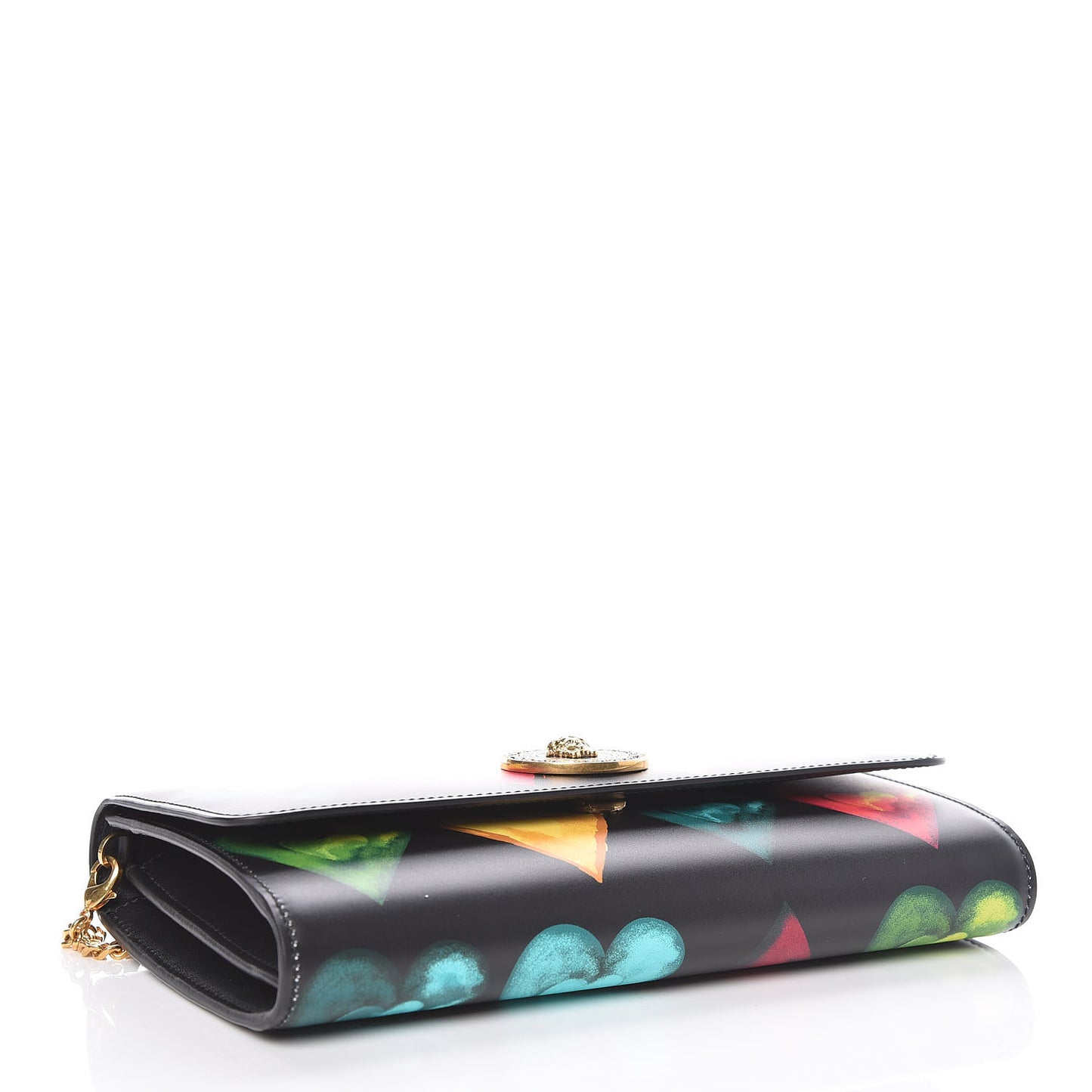 Calfskin Rebellious Hearts Chain Evening Bag Black