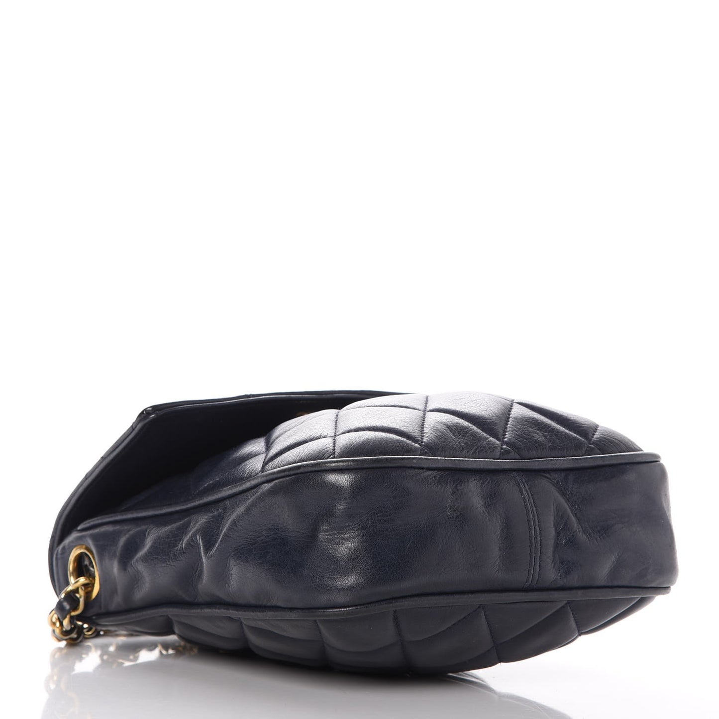 Lambskin Quilted Mini Flap Navy Blue