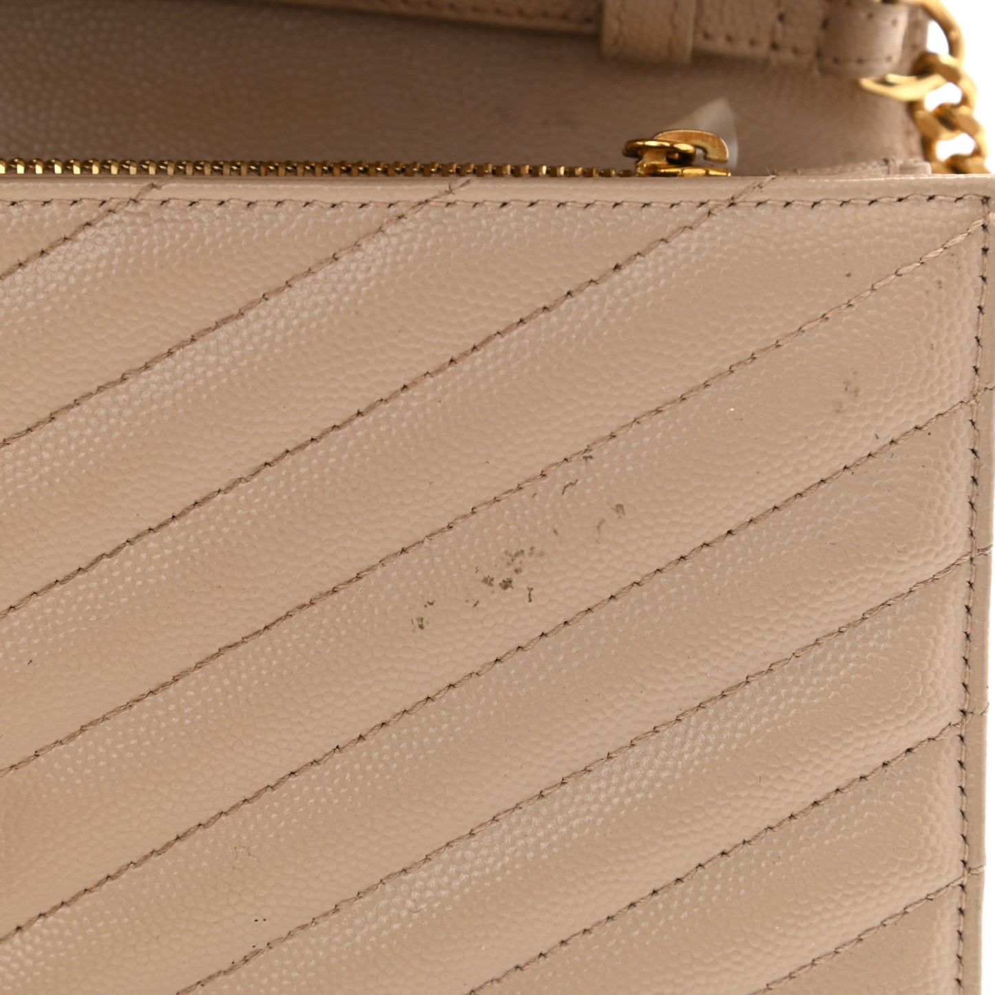 Grain De Poudre Matelasse Chevron Monogram Chain Wallet Deep Beige