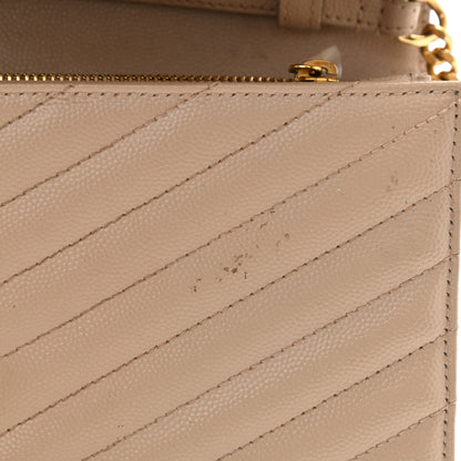 Saint Laurent Grain De Poudre Matelasse Chevron Monogram Chain Wallet Deep Beige 9 of 9