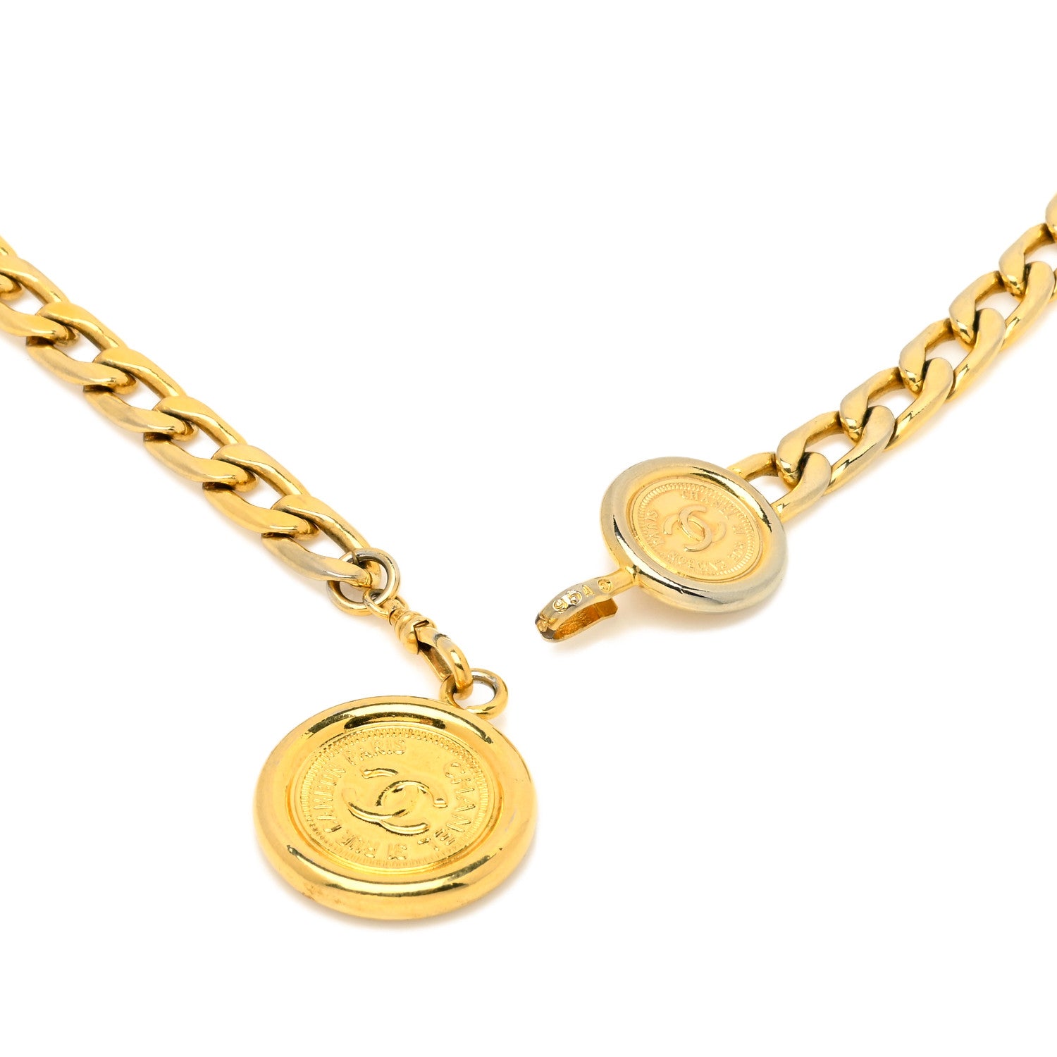 Chanel Metal Chain CC Medallion Belt Gold 3 of 4