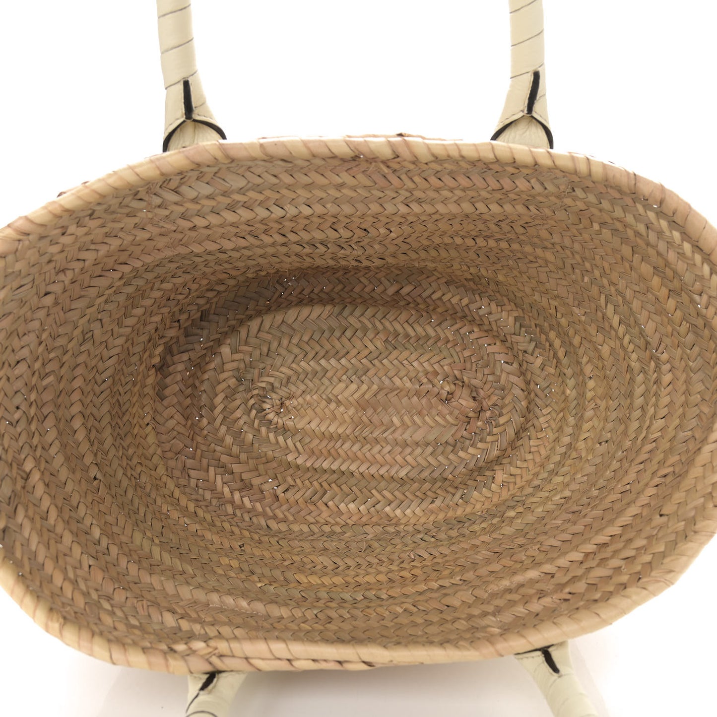 Raffia Small Grain Calfskin Medium Marcie Basket White