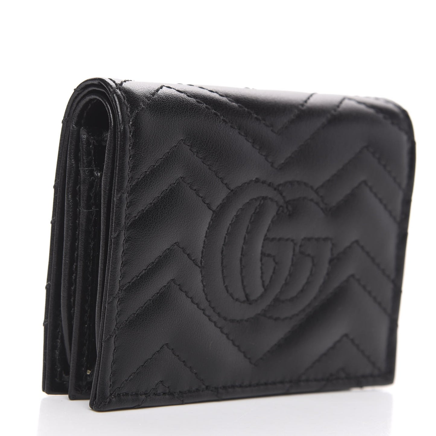 Calfskin Matelasse GG Marmont Card Case Wallet Black