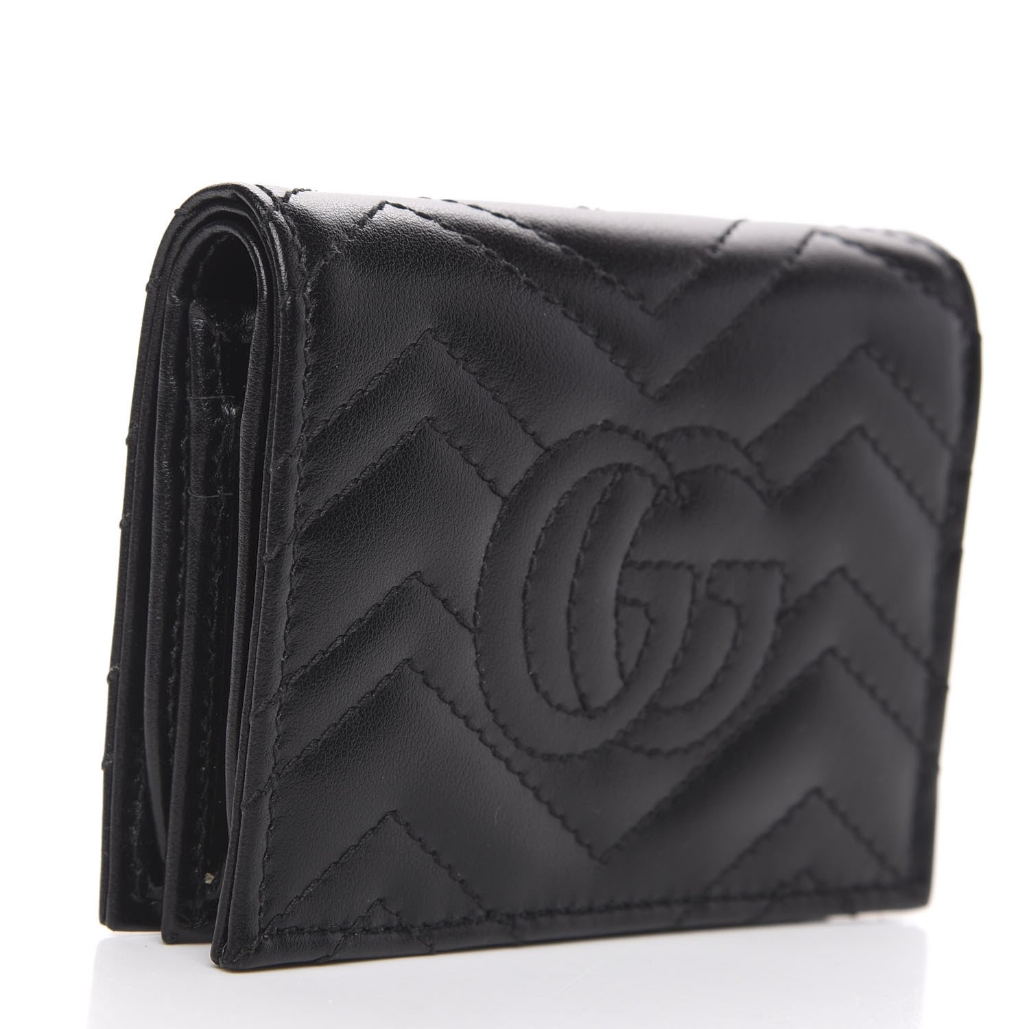 Gucci Calfskin Matelasse GG Marmont Card Case Wallet Black 2 of 6