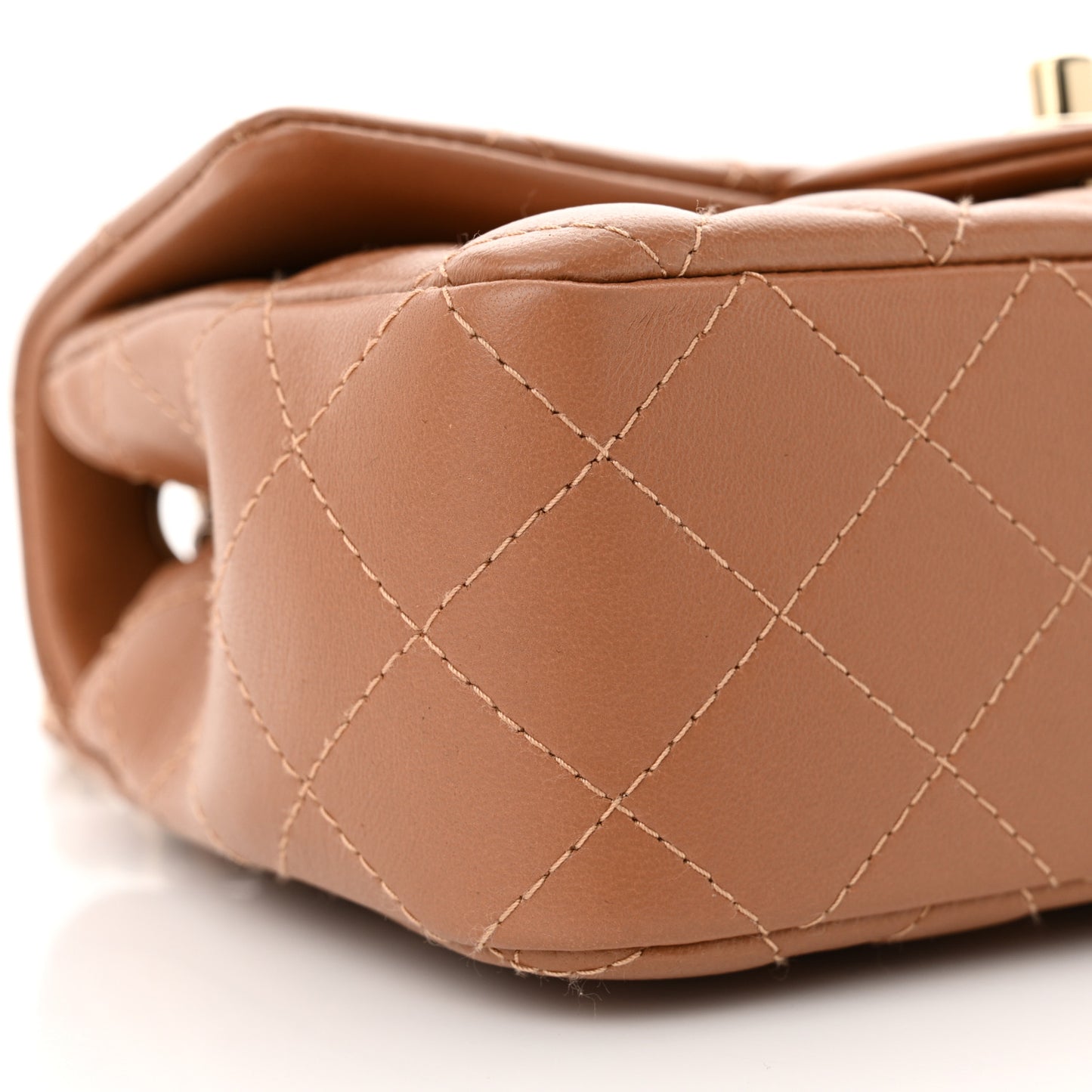 Lambskin Quilted Mini Rectangular Flap Brown