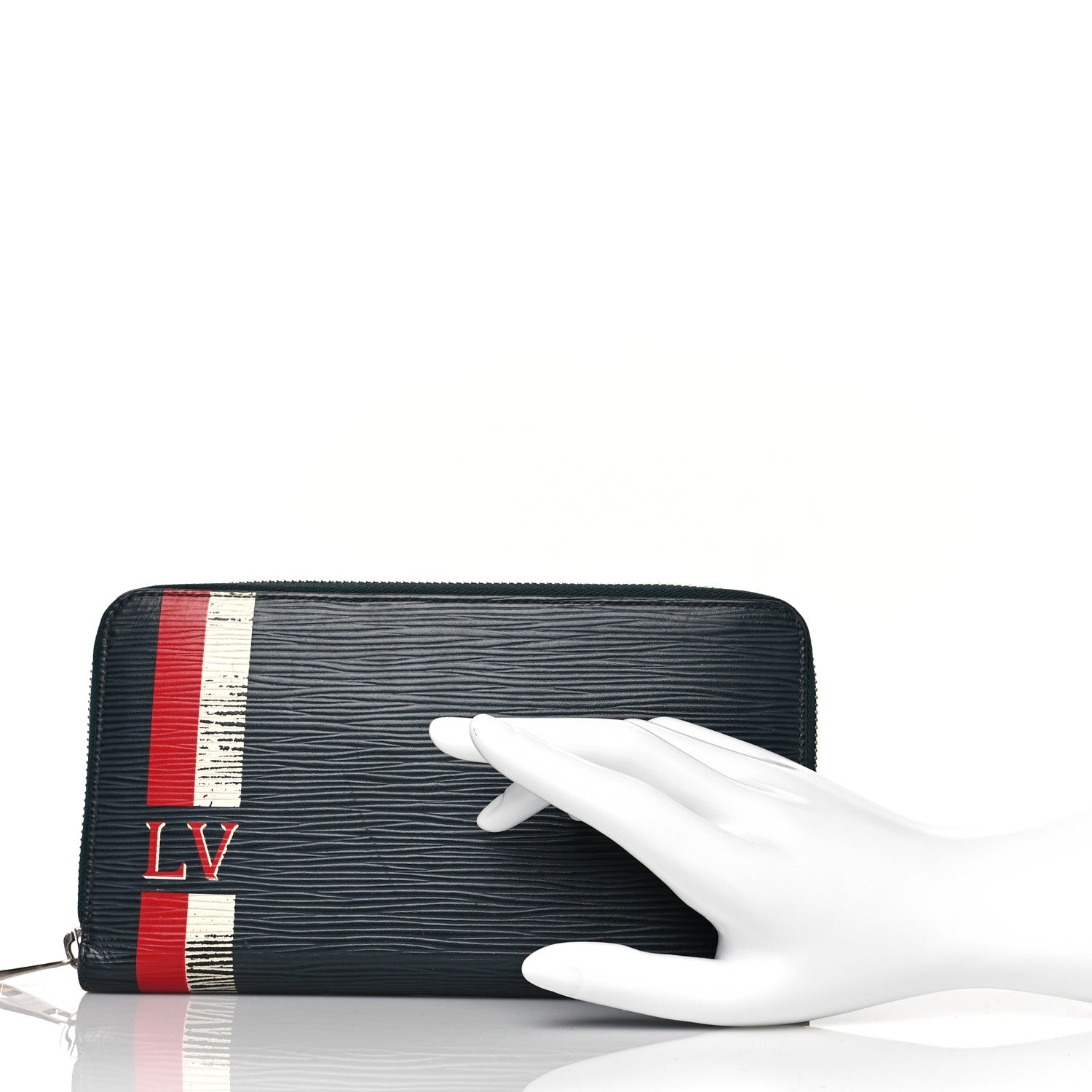 Louis Vuitton Epi Zippy Organizer Wallet Navy Stripes 2 of 9