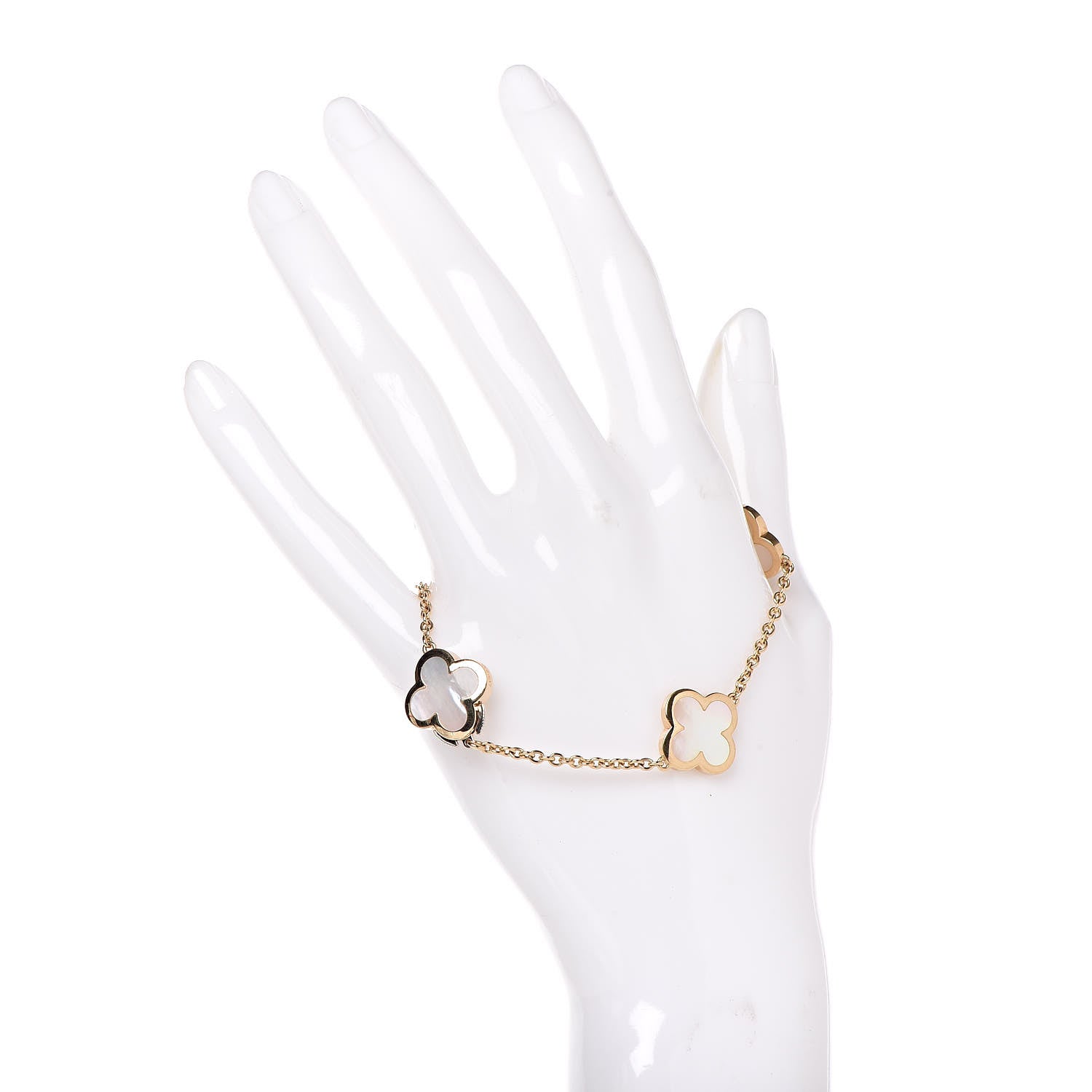 Van Cleef & Arpels 18K Yellow Gold Mother of Pearl 4 Motifs Pure Alhambra Bracelet 2 of 6