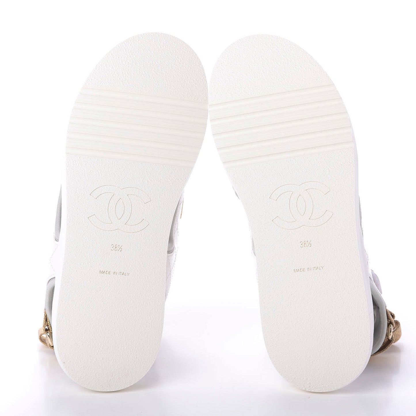 Goatskin Fabric Gladiator Sandals 38.5 White Light Grey Navy Blue
