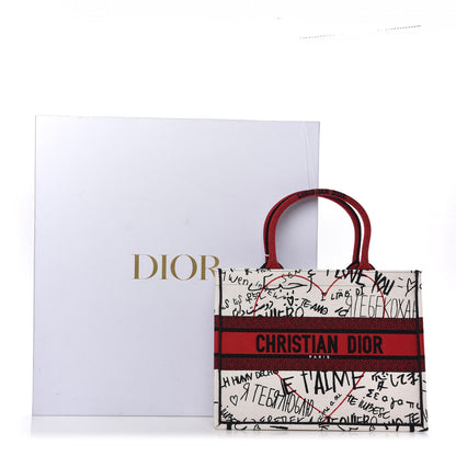 Christian Dior Canvas Embroidered Medium Dioramour Graffiti Book Tote Latte Multicolor 10 of 10