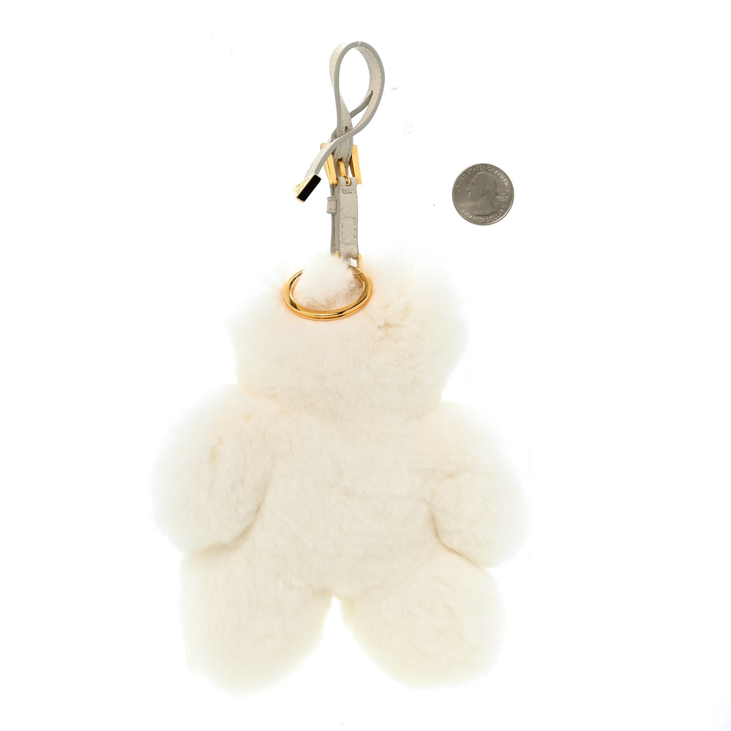 Prada Rabbit Fur Polar Bear Keychain Charm White 2 of 4