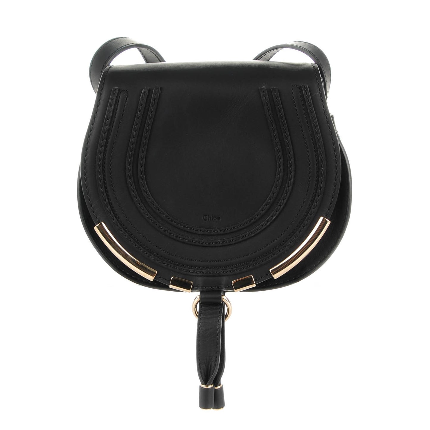 Calfskin Mini Marcie Metal Bar Trim Crossbody Bag Black