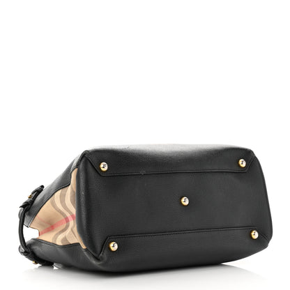 Burberry Derby Calfskin House Check Medium Banner Tote Black 4 of 28