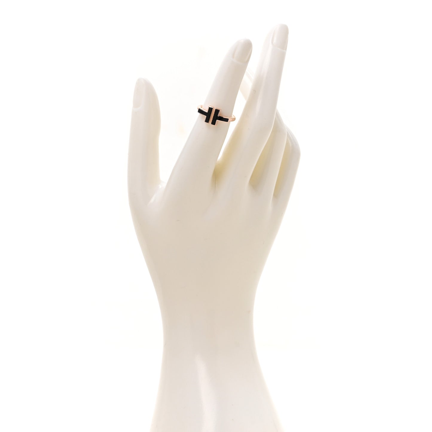 18K Rose Gold Black Onyx T Wire Ring 49 5