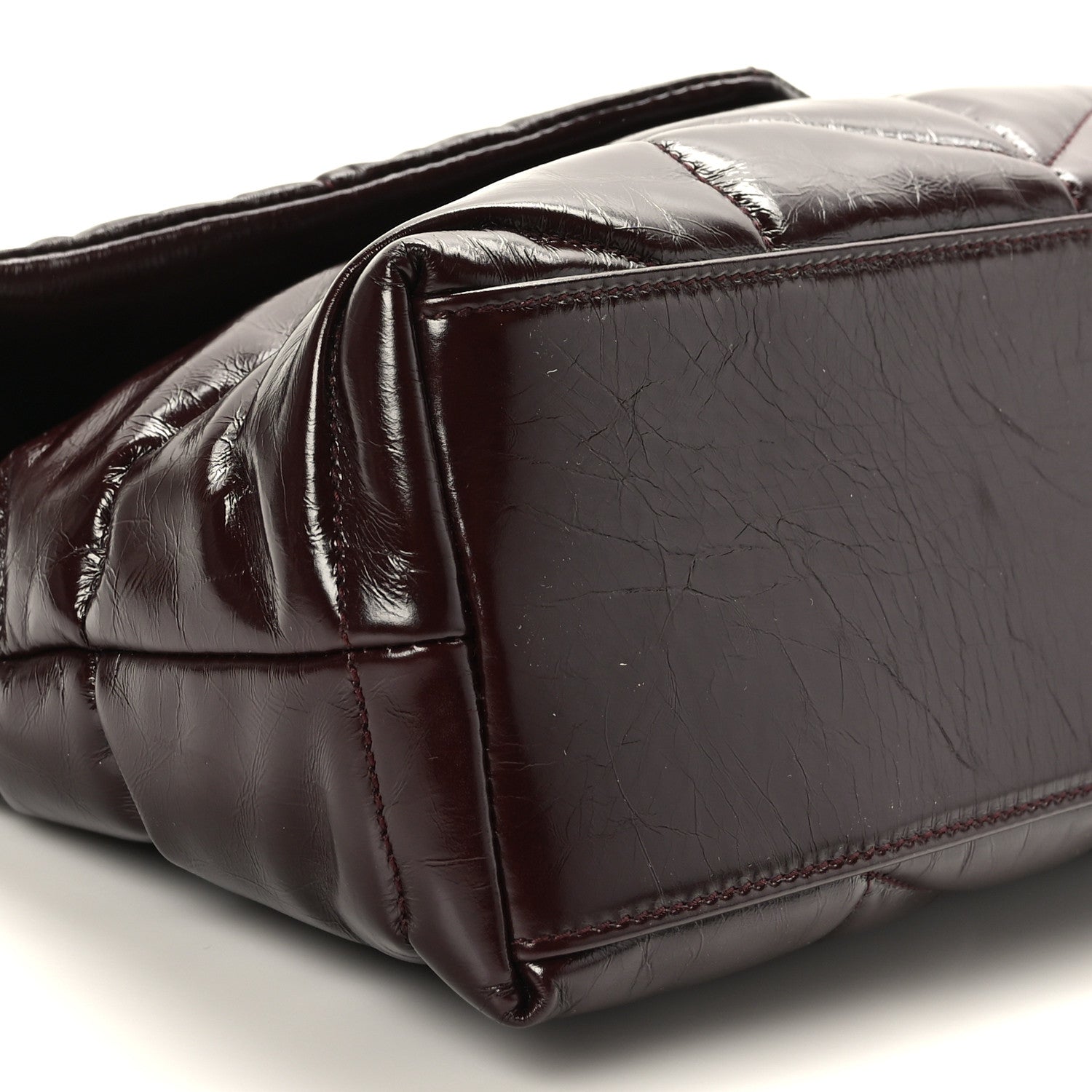 Saint Laurent Patent Quilted Small Loulou Puffer Monogram Chain Satchel Barolo 8 of 9