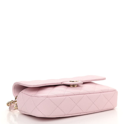 Chanel Caviar Quilted Flap Phone Holder With Chain Light Pink 4 of 13