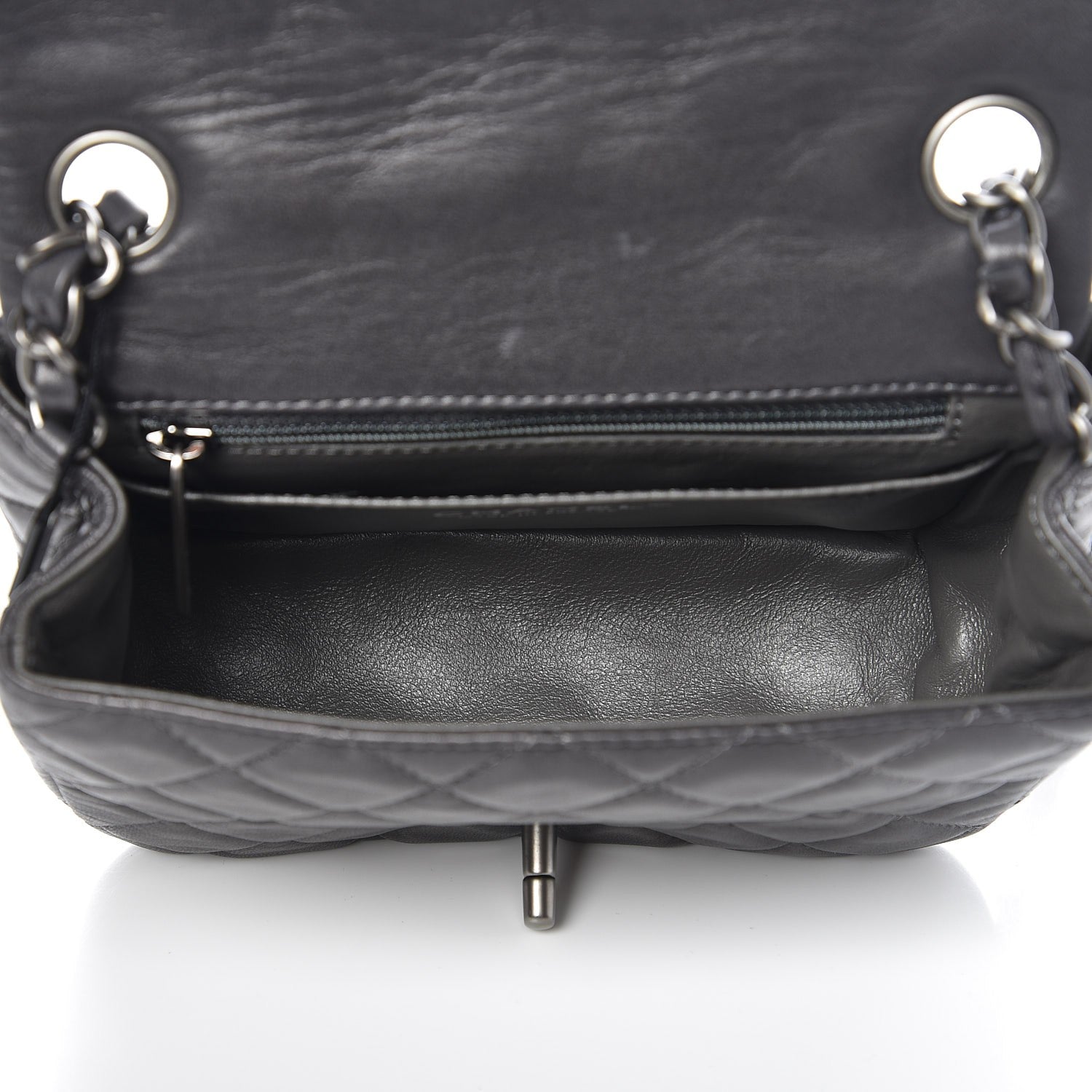 Chanel Lambskin Quilted Mini Square Flap Dark Grey 5 of 9