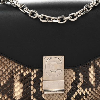 Celine Calfskin Snakeskin Medium C Bag Black 7 of 9