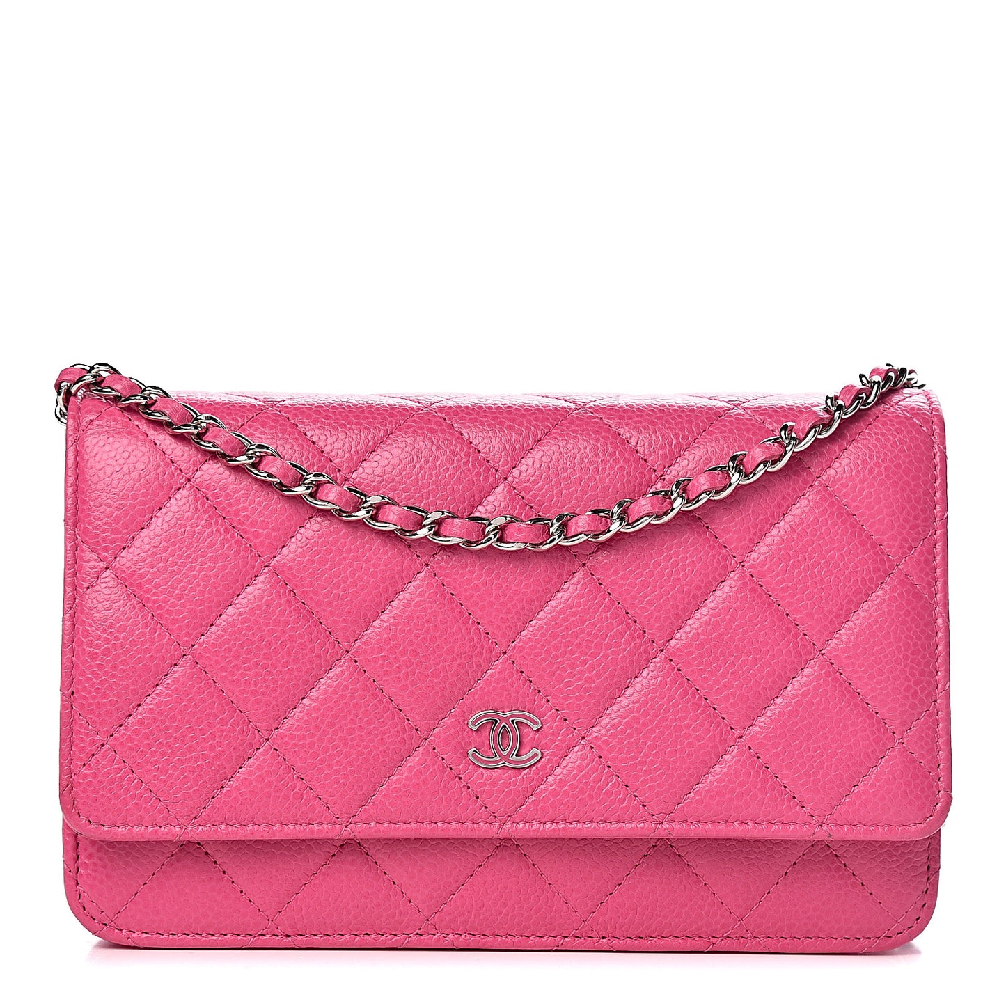 Caviar Quilted Wallet on Chain WOC Pink