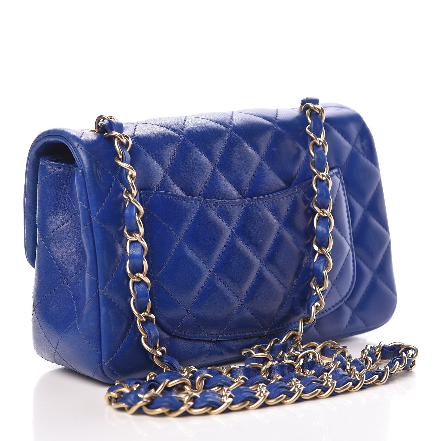 Lambskin Quilted Mini Rectangular Flap Blue