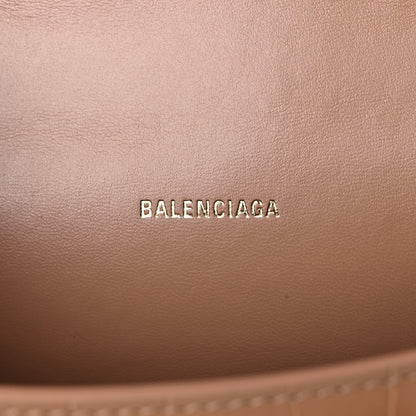 Balenciaga Shiny Calfskin Crocodile Embossed Hourglass Top Handle Bag XS Nude Beige 6 of 9