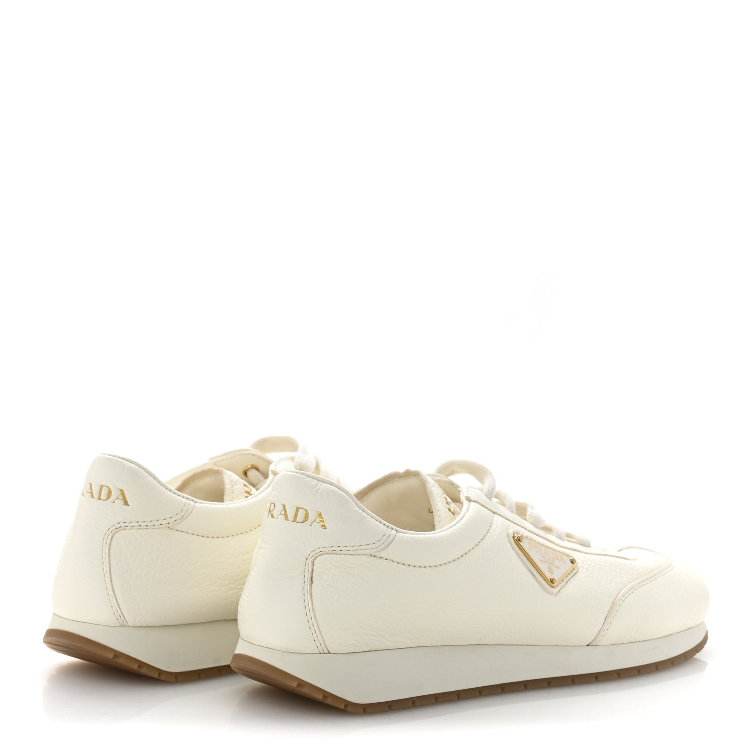 Prada Calfskin Metal Triangle Logo Womens Sneakers 38.5 Neutral 5 of 7