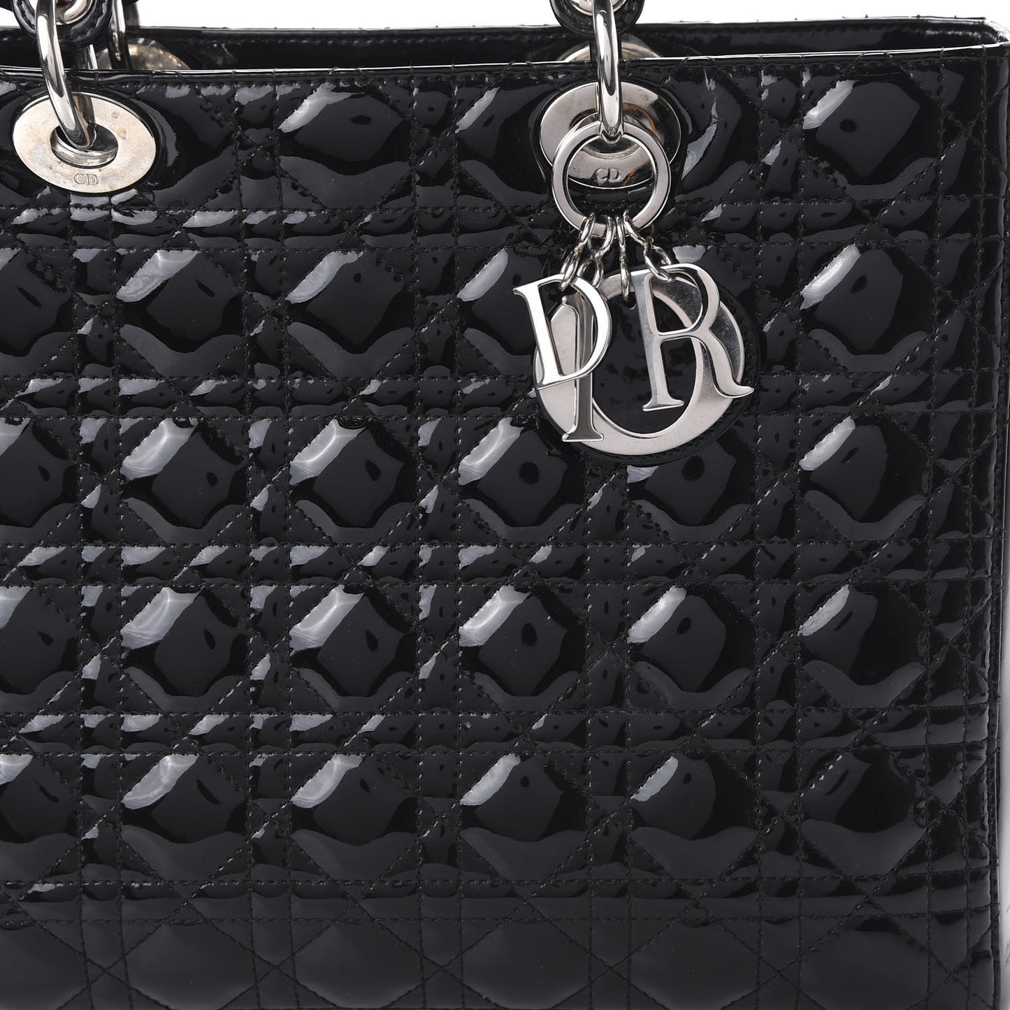 Patent Cannage Large Lady Dior Black