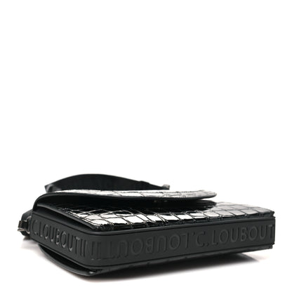 Christian Louboutin Calfskin Embossed Crocodile Loubi54 Explorafunk Crossbody Bag Black 3 of 9