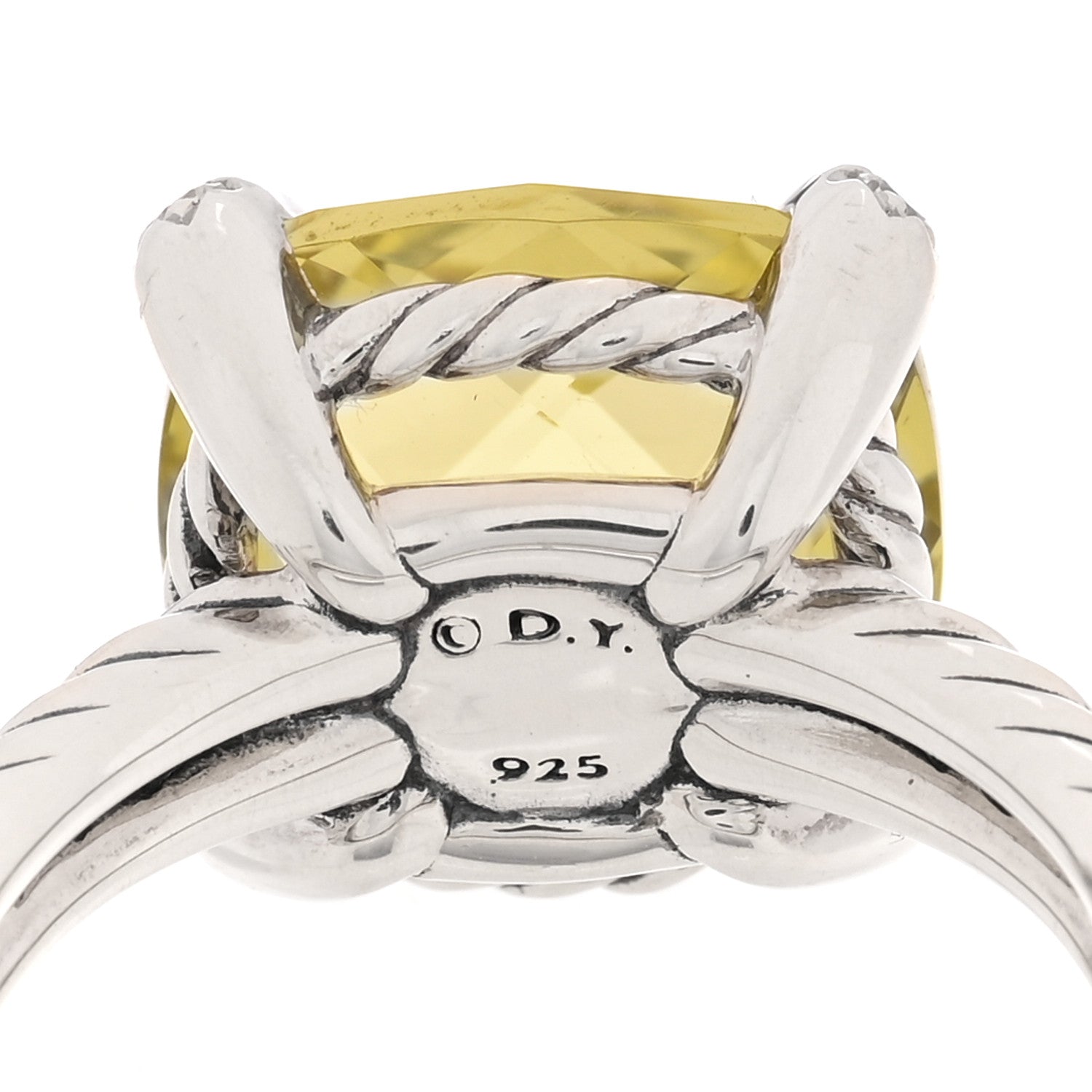 David Yurman Sterling Silver Diamond Lemon Citrine 11mm Chatelaine Ring 49 4.75 4 of 4