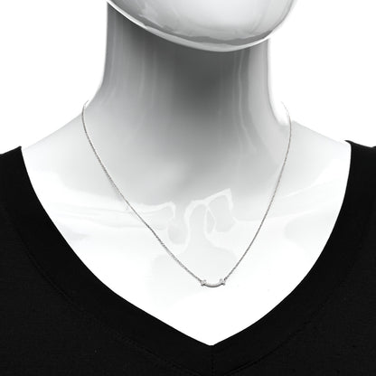 Tiffany 18K White Gold Diamond Mini T Smile Pendant Necklace 2 of 4