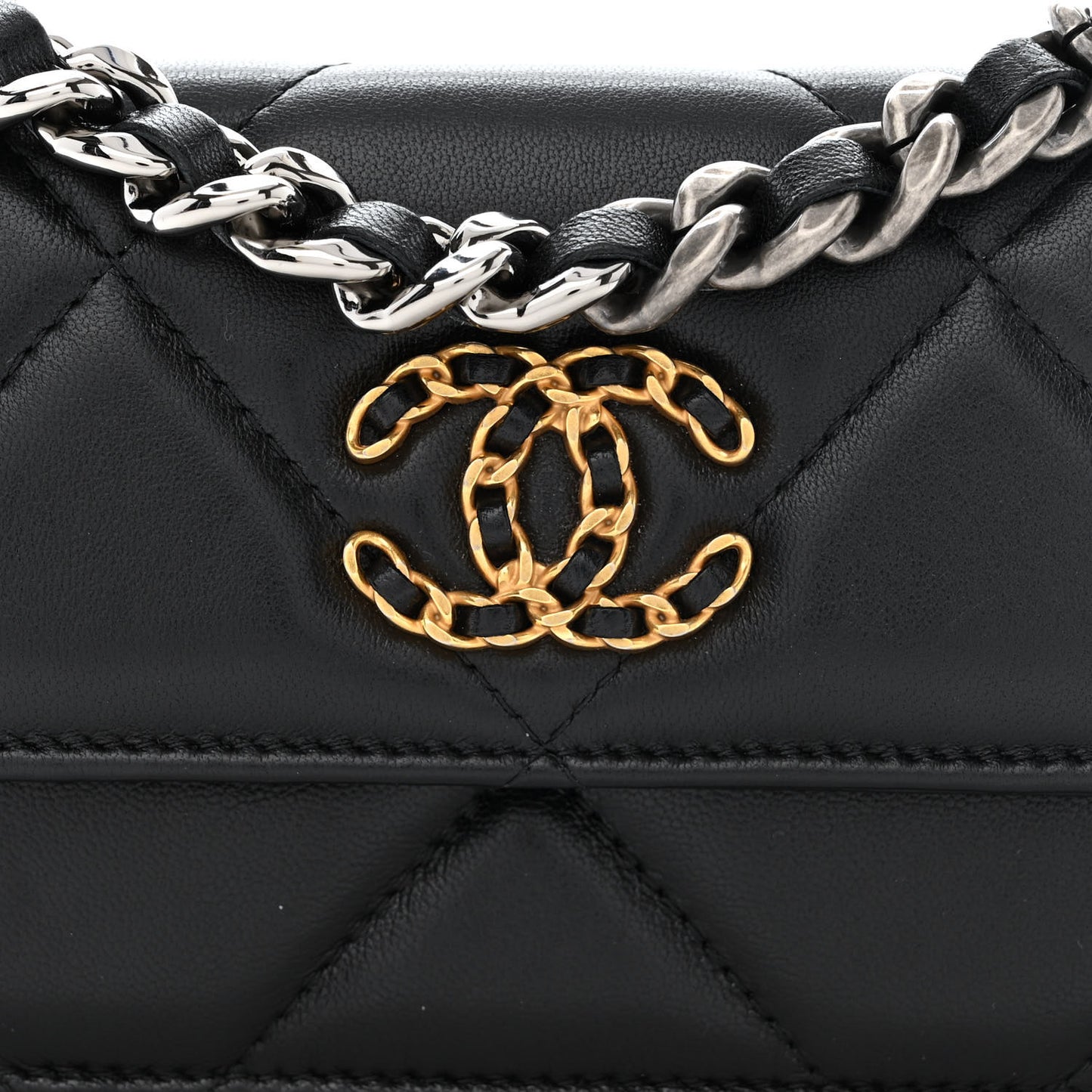 Lambskin Quilted Chanel 19 Clutch With Chain Black