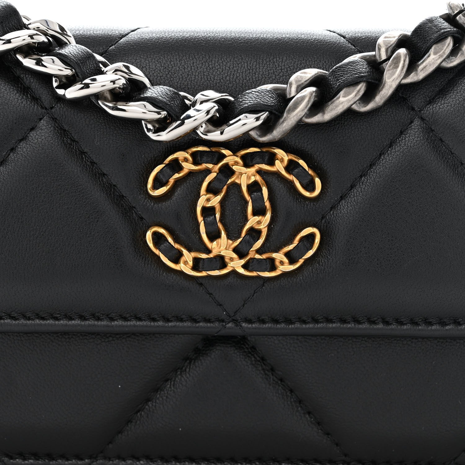 Chanel Lambskin Quilted Chanel 19 Clutch With Chain Black 9 of 12