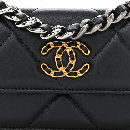 Chanel Lambskin Quilted Chanel 19 Clutch With Chain Black 9 of 12