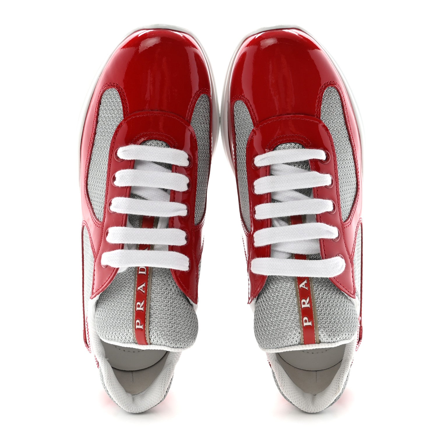Prada Patent Mens America's Cup Patchwork Sneakers 9 Red 37.5 Red 2 of 10