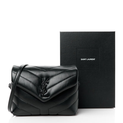 Saint Laurent Calfskin Y Quilted Monogram Monochrome Toy Loulou Crossbody Bag Black 12 of 12
