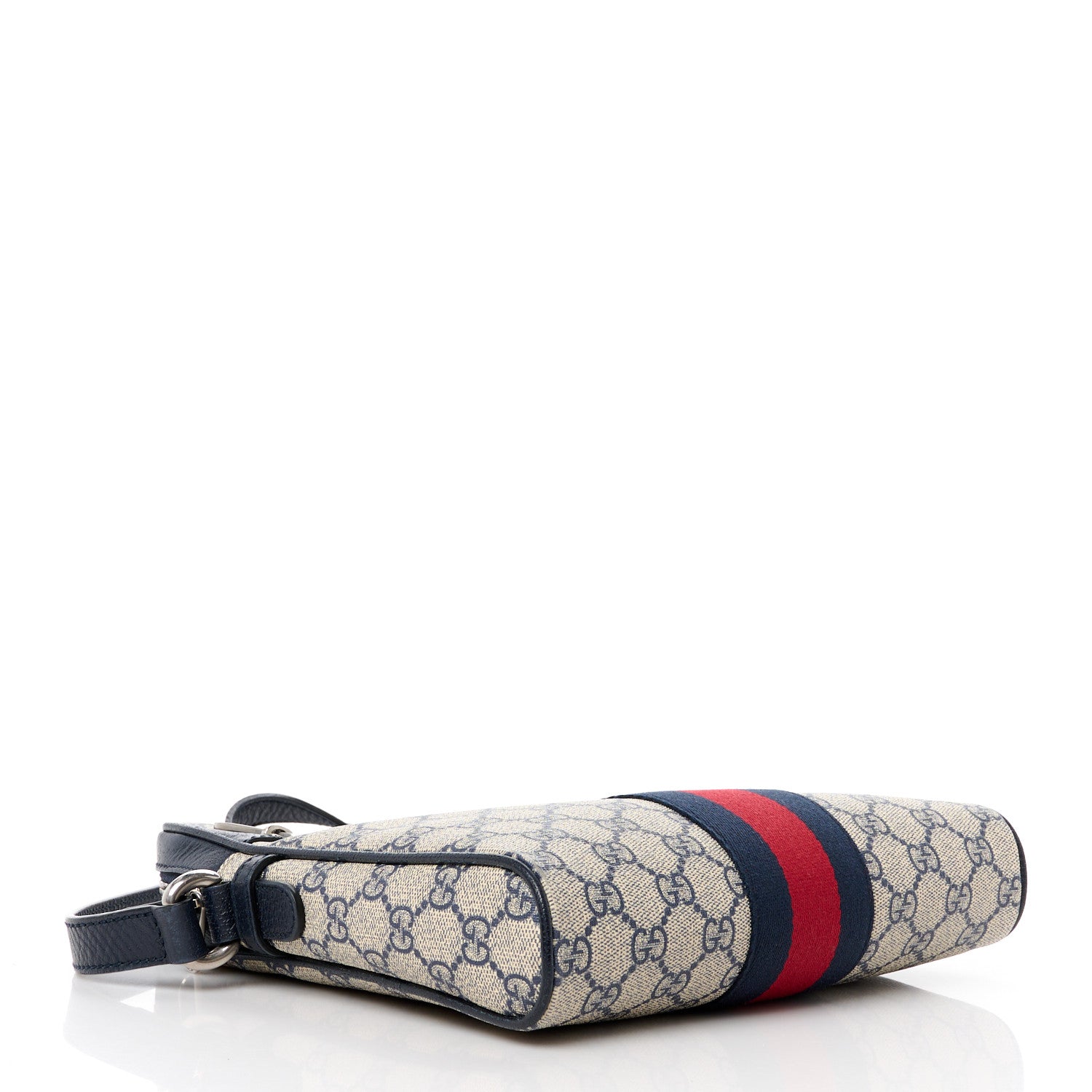 Gucci GG Supreme Monogram Textured Dollar Calfskin Web Small Ophidia Messenger Bag Beige Blue 4 of 11