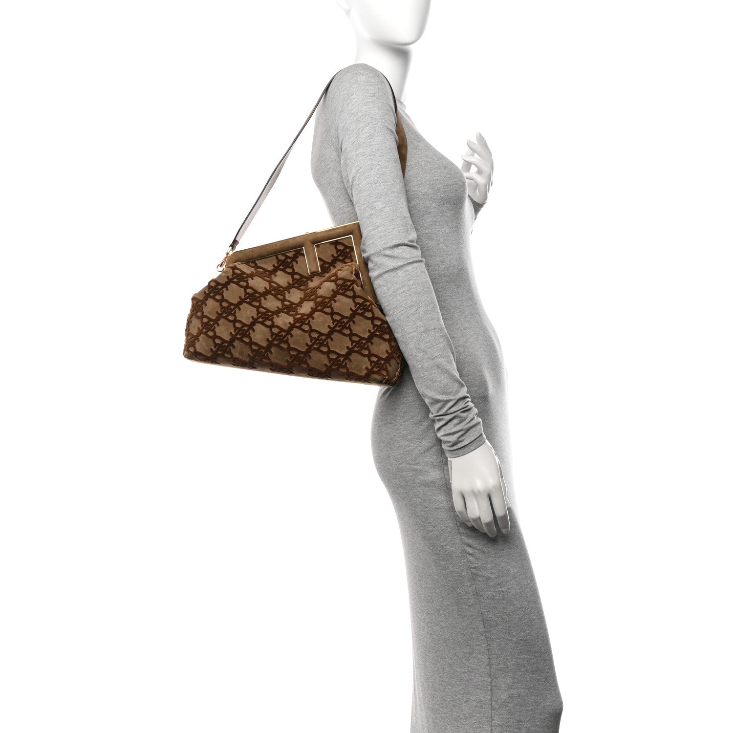 Fendi Camoscio Karligraphy Embroidered Medium Fendi First Camel 2 of 10
