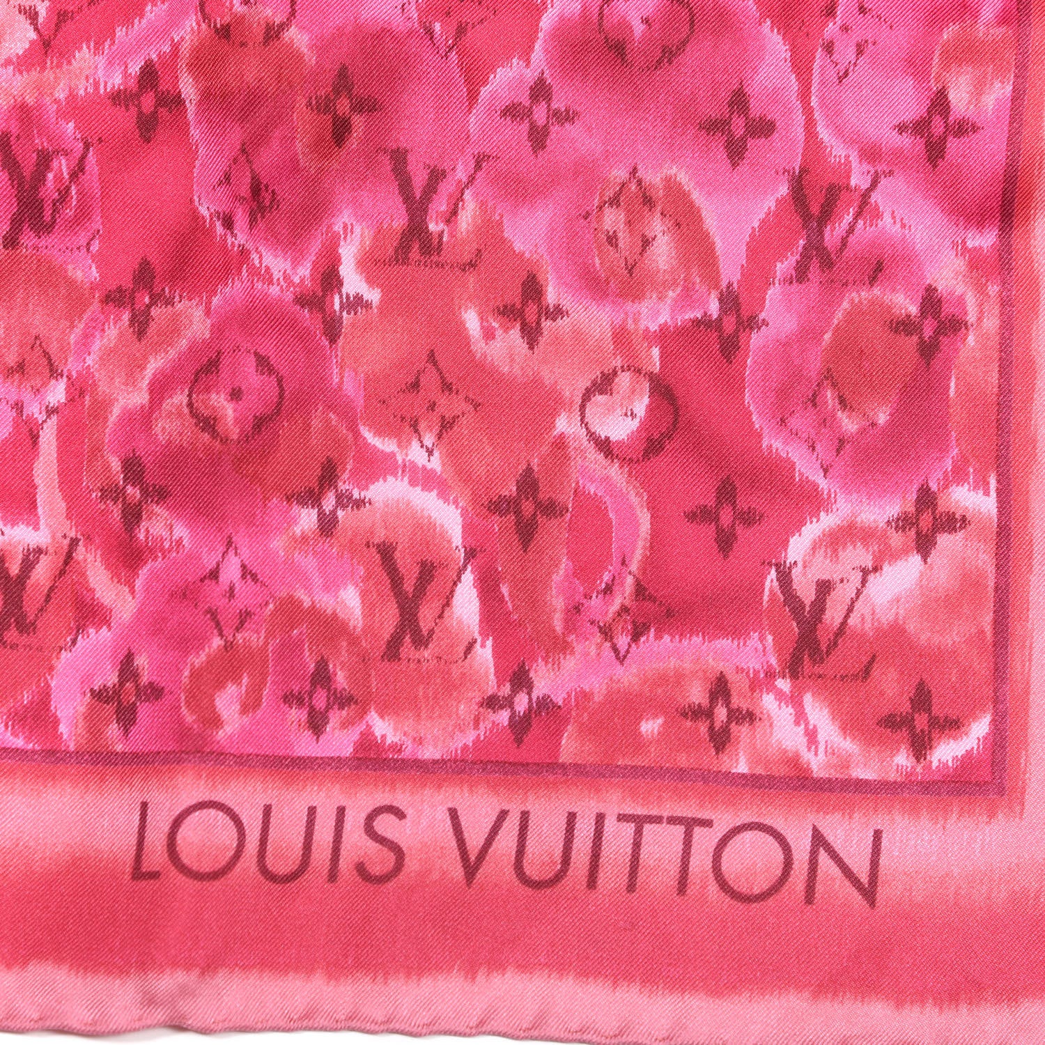 Louis Vuitton Silk Monogram Ikat Summer Square Scarf Rose Indien 2 of 4