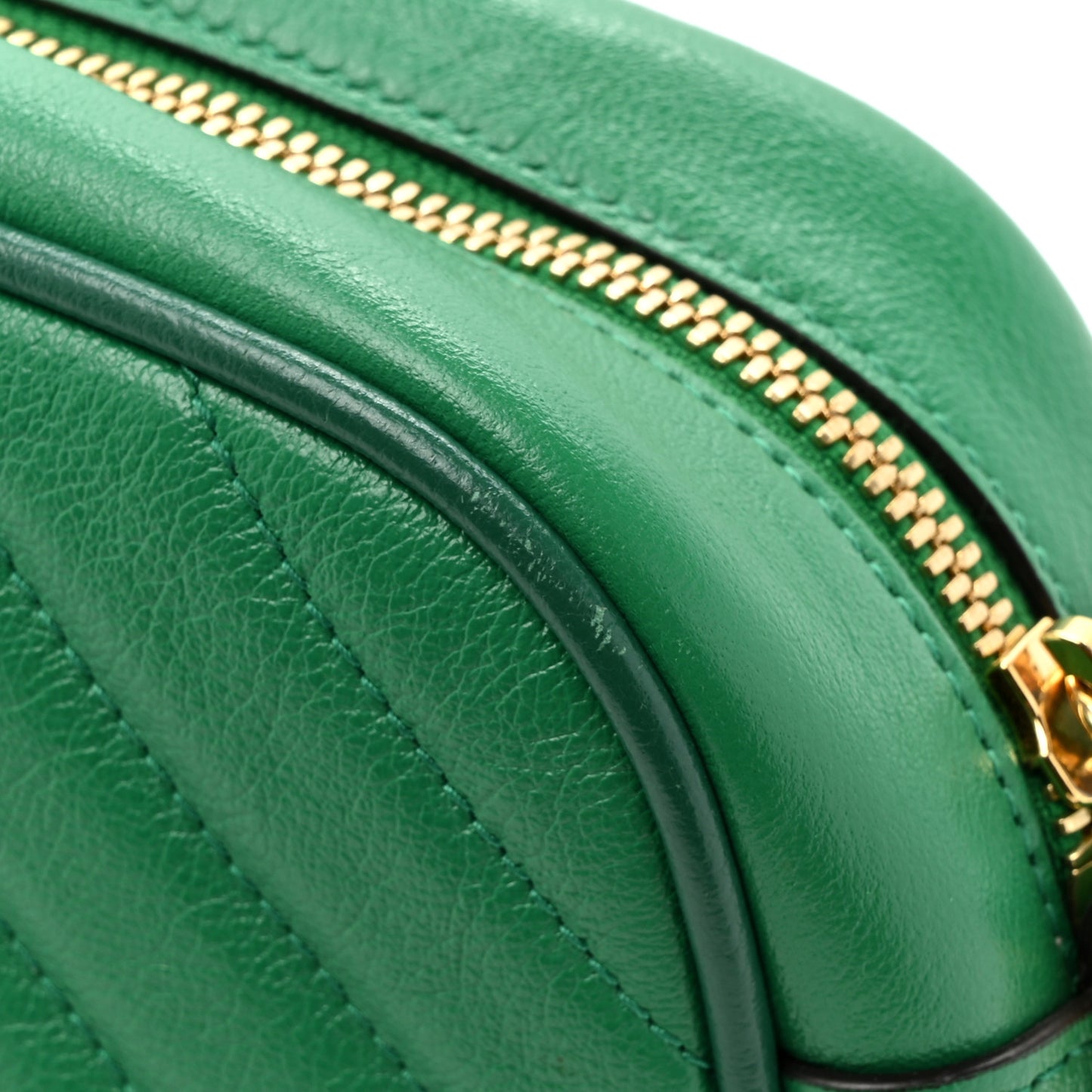 Azalea Calfskin Enamel Matelasse Diagonal Small Torchon GG Marmont Chain Shoulder Bag New Shamarock Emerald