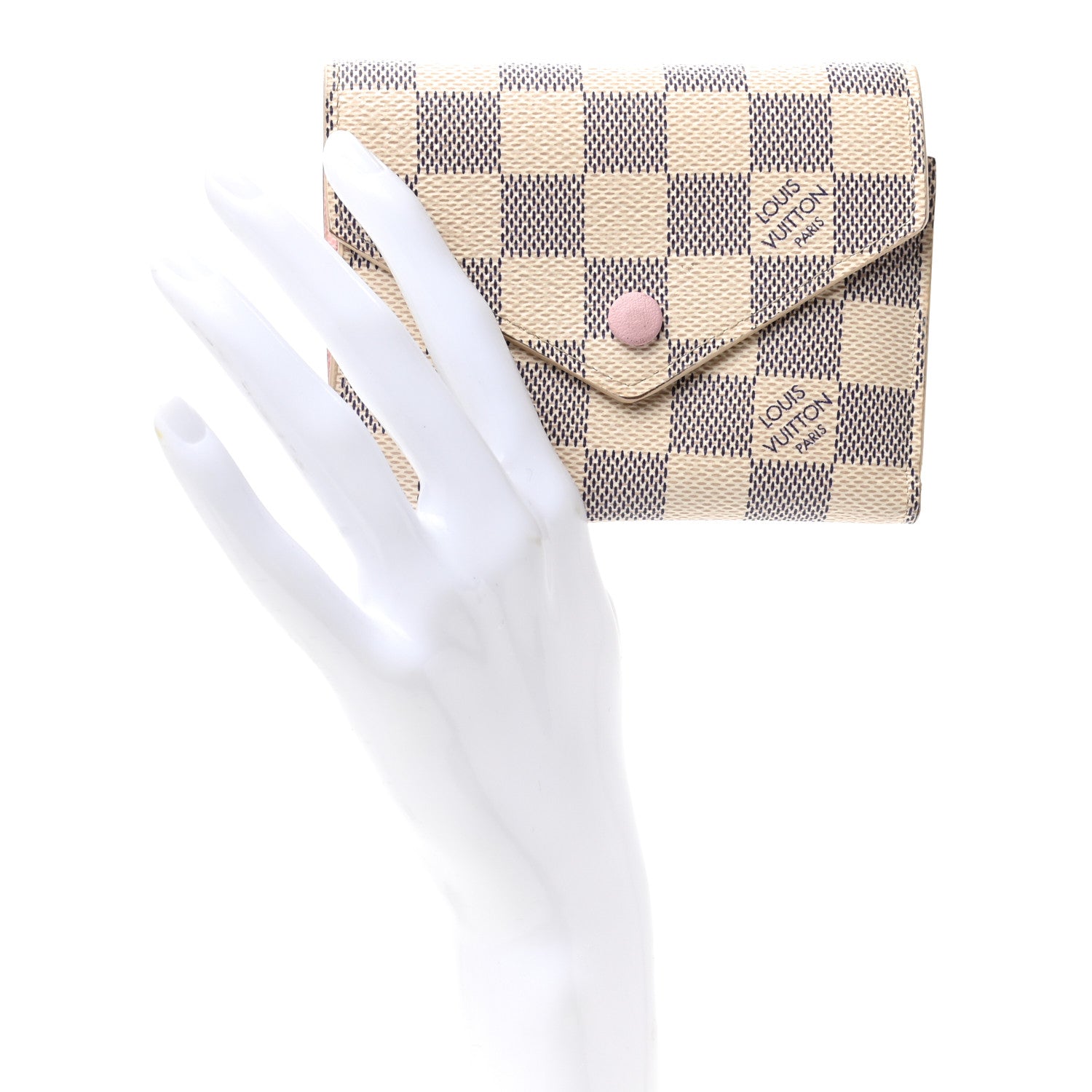 Louis Vuitton Damier Azur Victorine Wallet Rose Ballerine 2 of 7