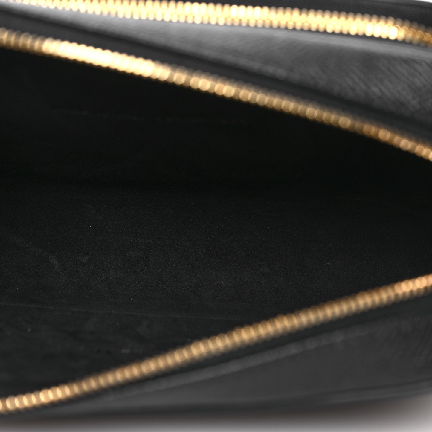 Grained Calfskin Caro Double Pouch Black